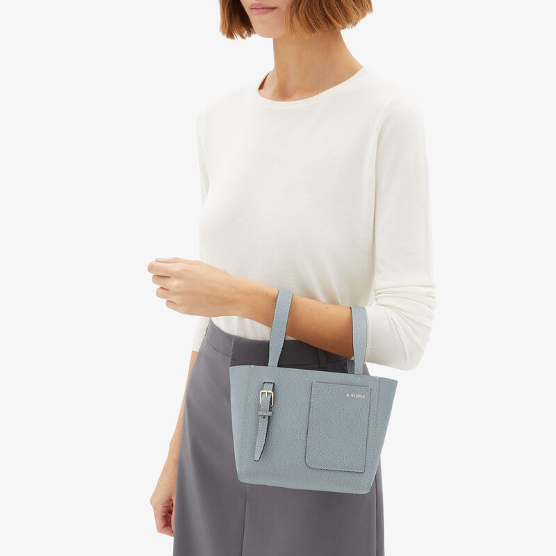 Soft Bucket Micro Bag - Niagara Blue - Millepunte calf leather - Valextra - 2