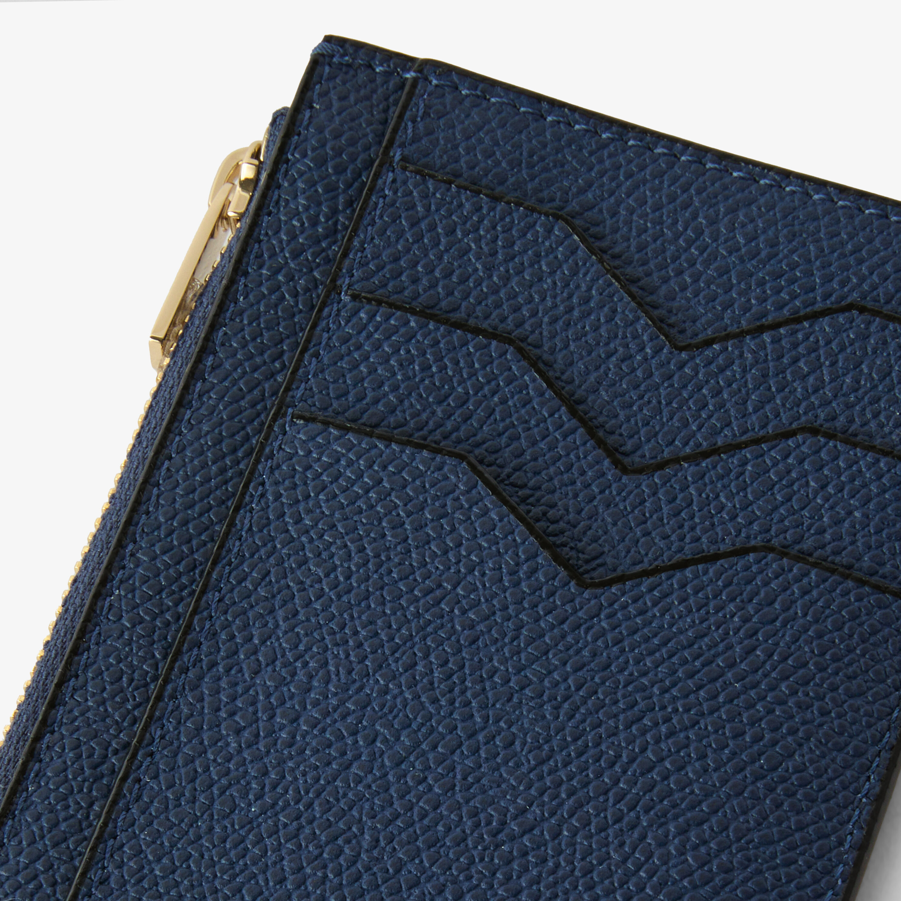 Sapphire Blue Leather Luxury Card Holder 3CC with Zip | Valextra