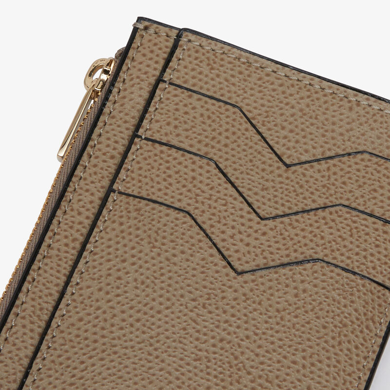 Card Holder 3CC with Zip - Oyster Brown - Millepunte calf leather - Valextra - 3