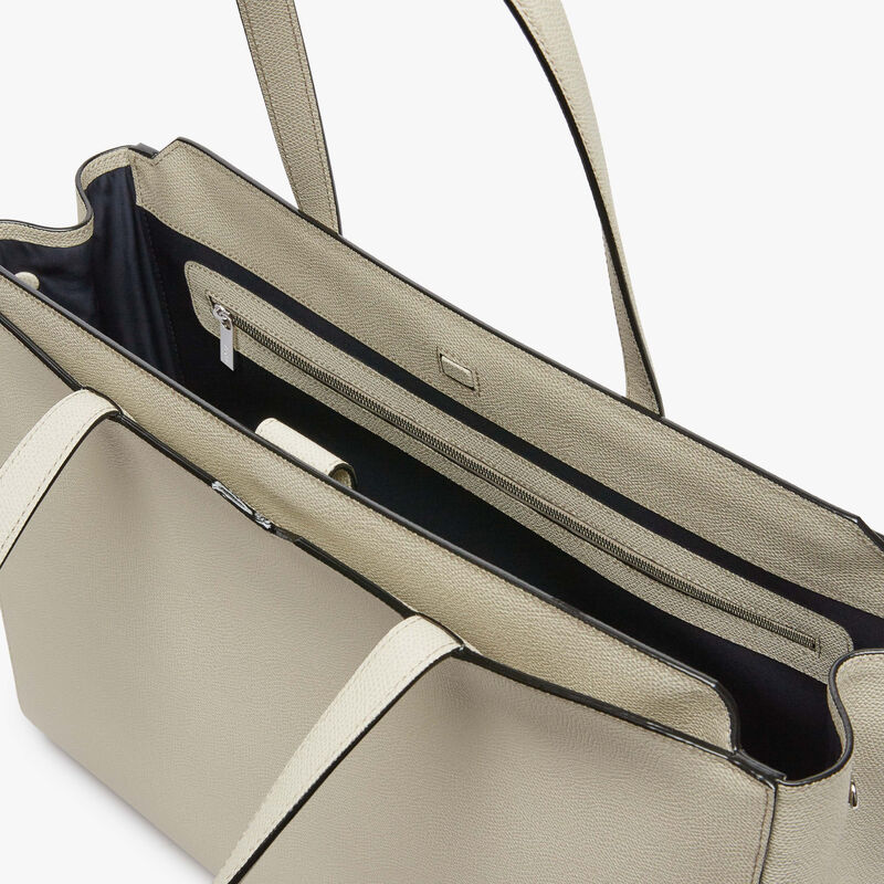 V-line Horizontal Shopping Bag - Linen Grey - Millepunte calf leather - Valextra - 3
