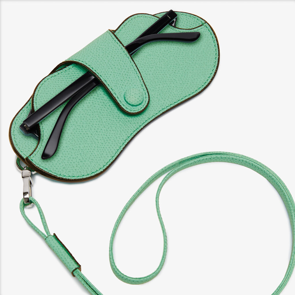 Glasses Case With Lanyard - Spearmint Green - Vitello VS - Valextra - 2