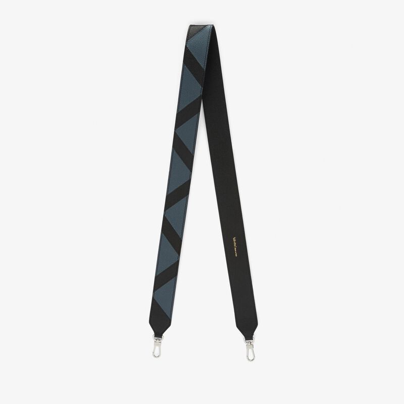 Shoulder Strap Intarsia - Avio Blue/Black - Millepunte calf leather - Valextra - 1