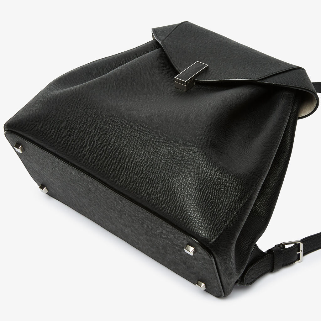 Iside Medium Backpack - Black - Vitello Millepunte Soft - Valextra - 3