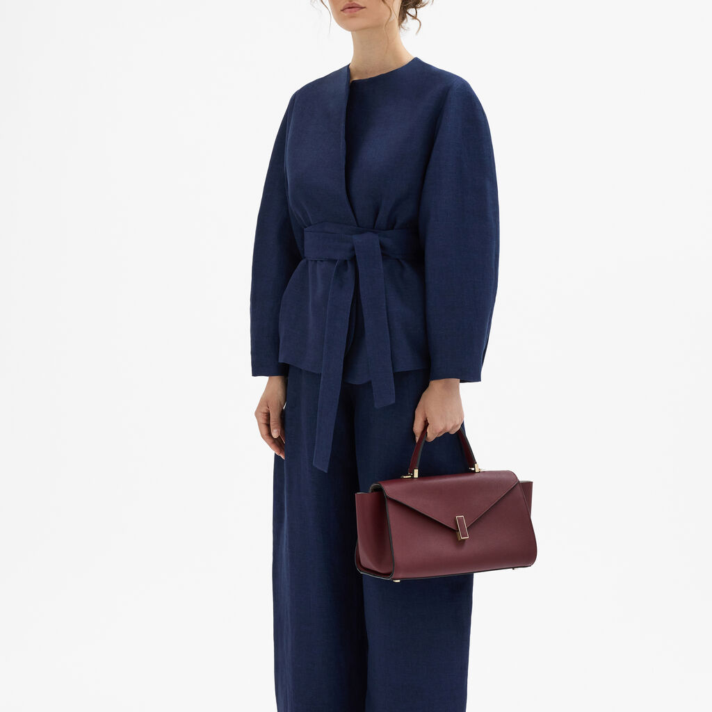 Iside Editor Top Handle Medium Bag - Claret Red - Millepunte Soft calf leather - Valextra - 3