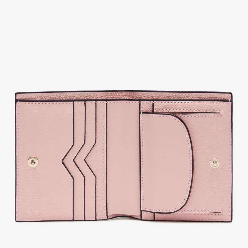 Compact Wallet 3 CC with Coin Purse - Peony Pink - Millepunte calf leather - Valextra - 4