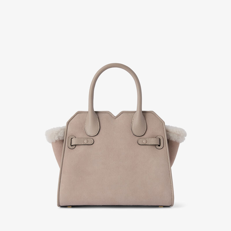 Milano Suede Shearling Two Handles Mini Bag - Nude Pink - Montone Scamosciato/Vitello Millepunte Soft - Valextra - 6