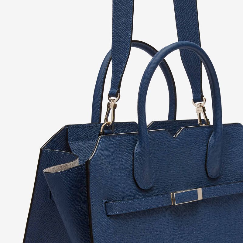 Milano Two Handles Medium Bag - Sapphire Blue - Millepunte Soft calf leather - Valextra - 5