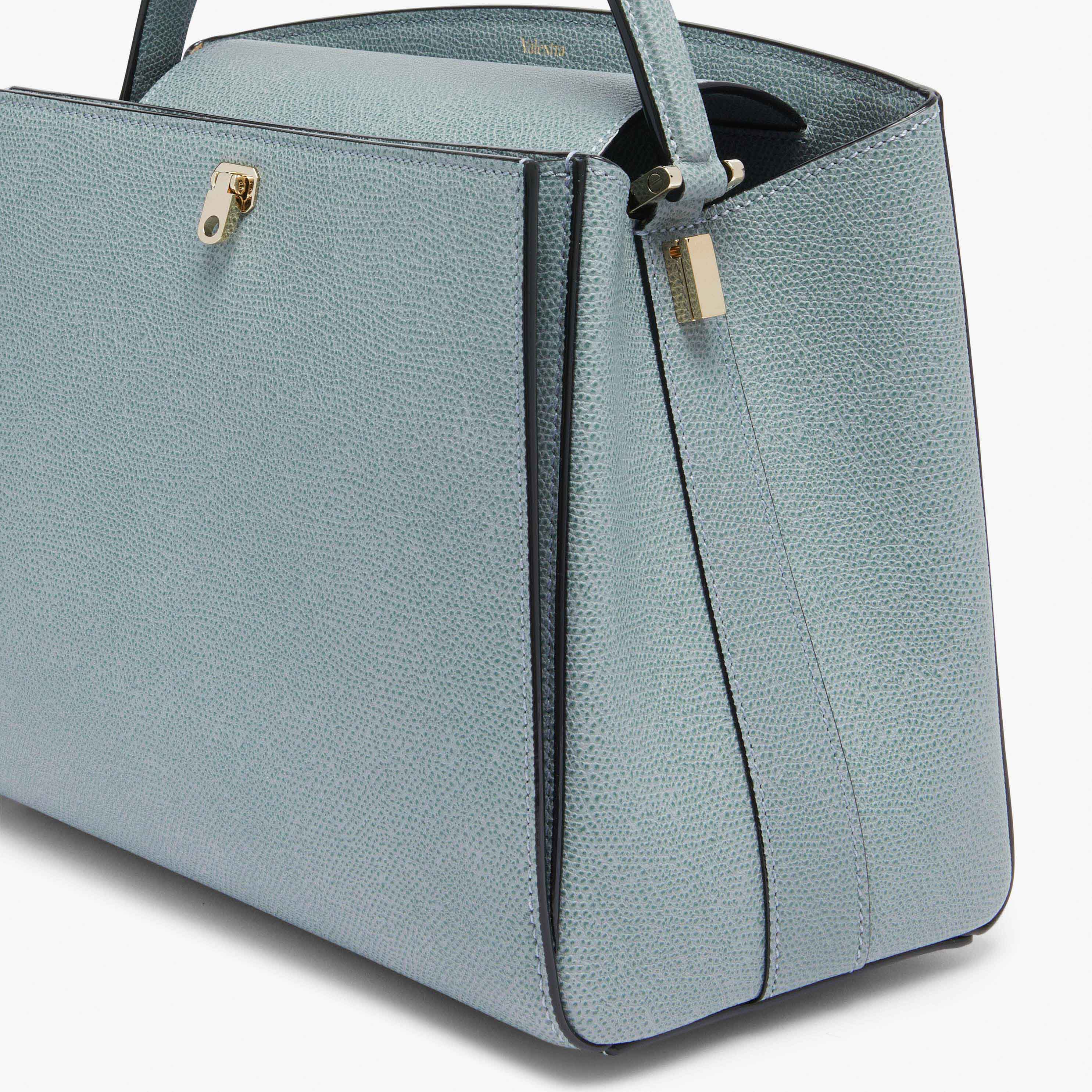 Valextra Brera Blue Leather Medium top handle bag
