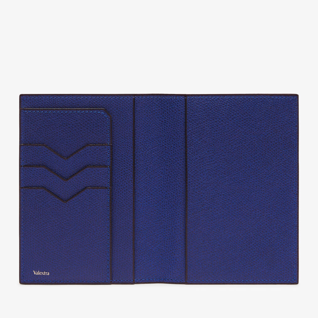 Porta Passaporto con 3 Carte di Credito - Blu Royale - Vitello VS - Valextra - 5