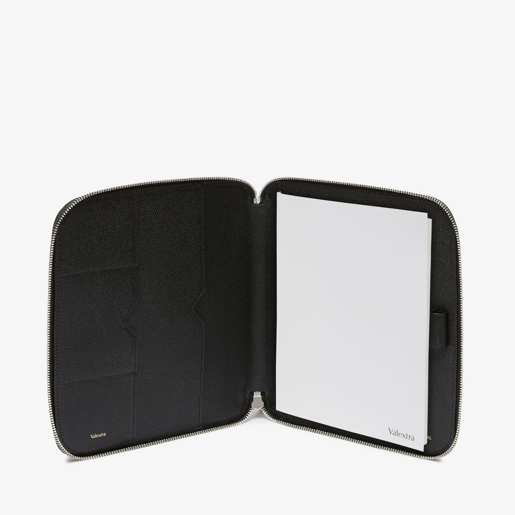 Zip Around Writing Folder A5 - Black - Vitello VS - Valextra - 2