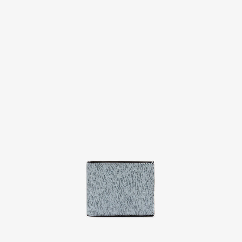 Portafoglio Bifold 4 Carte Di Credito Con Portamonete - Blu Niagara - Pelle di vitello Millepunte - Valextra - 1