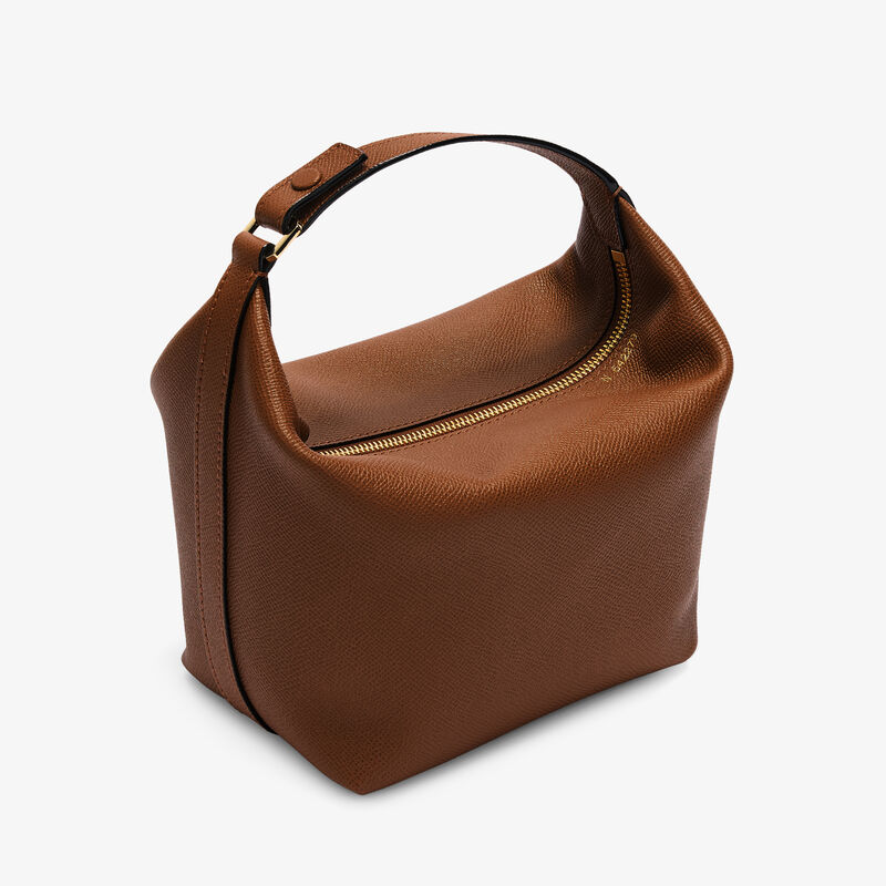 Mochi Top Handle Mini Bag - Chocolate Brown - Millepunte Soft calf leather - Valextra - 5