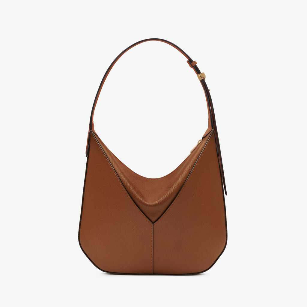 Vivi Hobo Mini Bag - Chocolate Brown - Vitello Millepunte Soft - Valextra - 7