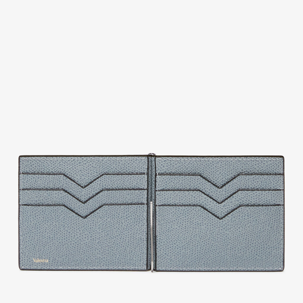 Portafoglio Grip Semplice - Blu Niagara - Vitello VS - Valextra - 4