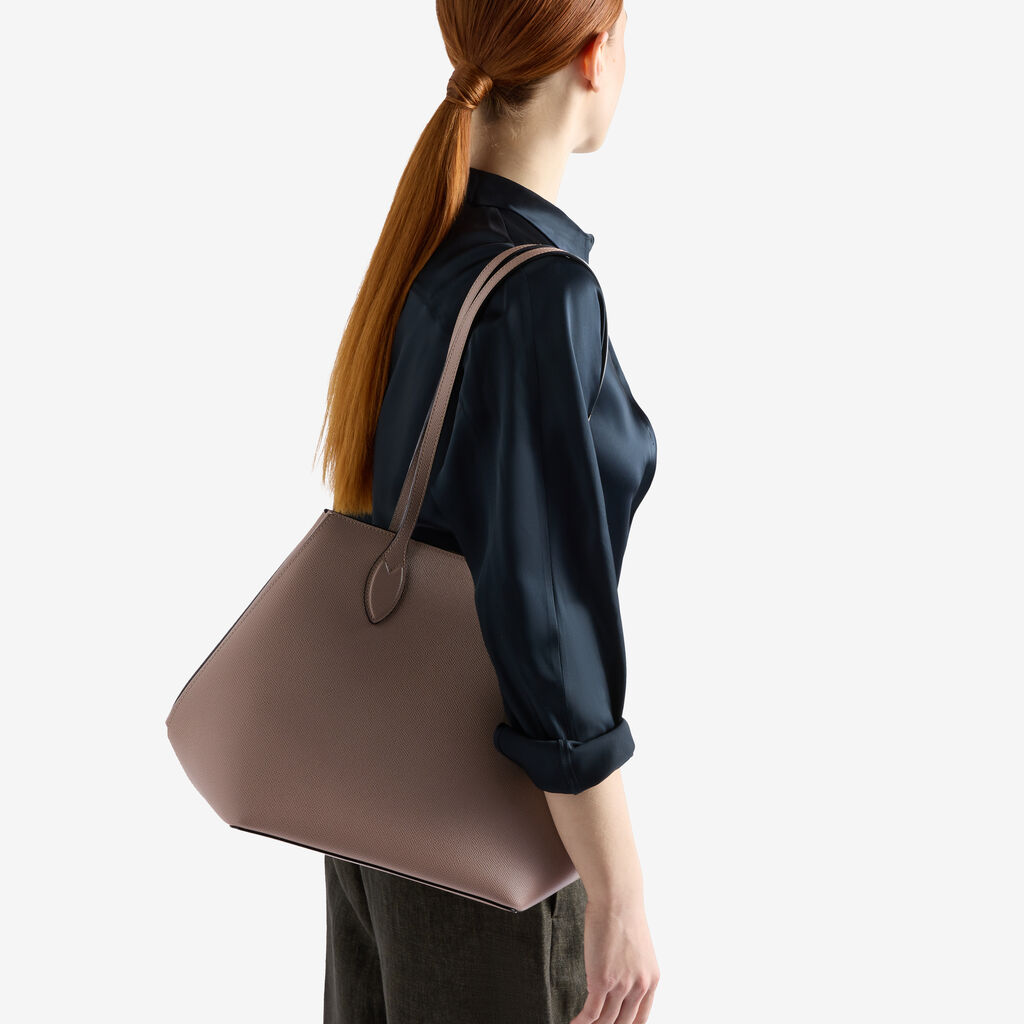 Vivi Shopping Medium Bag - Sahara Brown - Millepunte Soft calf leather - Valextra - 2