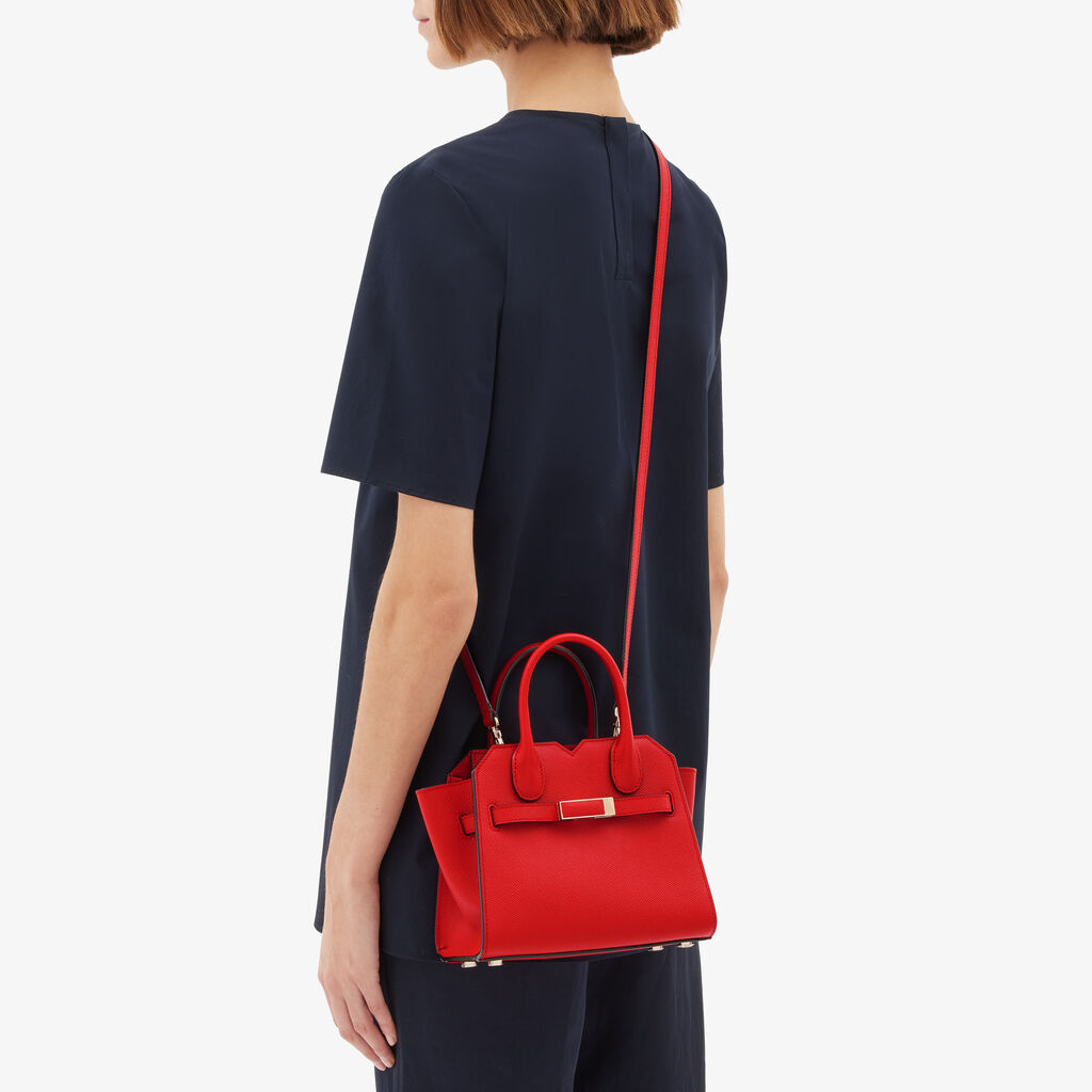 Milano Crossbody Micro Bag - Crimson Red - Vitello Millepunte Soft - Valextra - 2