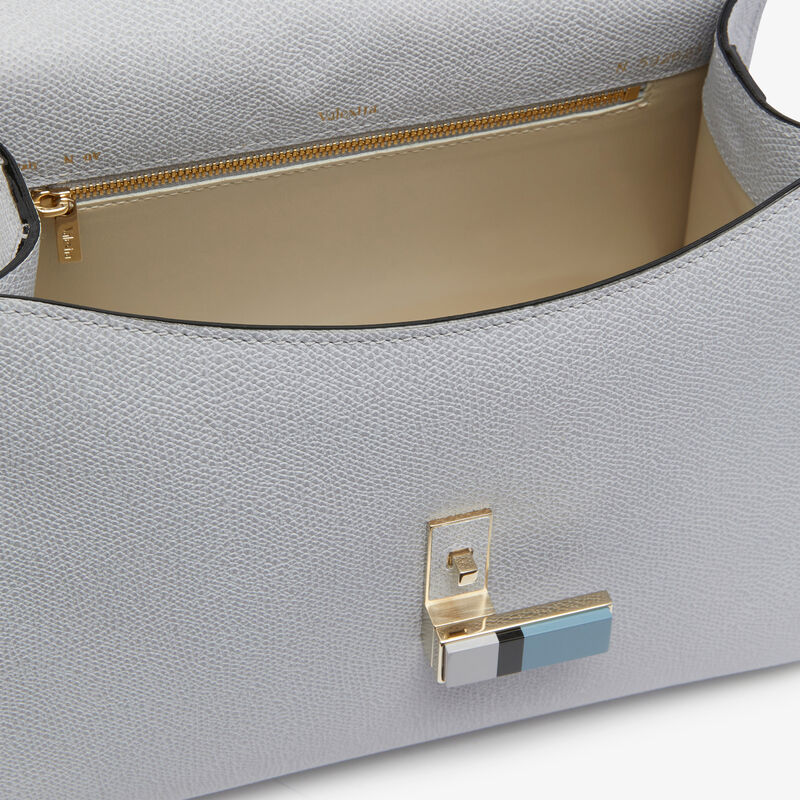 Iside Plexi Top Handle Medium Bag - Stone Grey/Dusty Blue/Black/Ash Grey - Millepunte calf leather - Valextra - 4