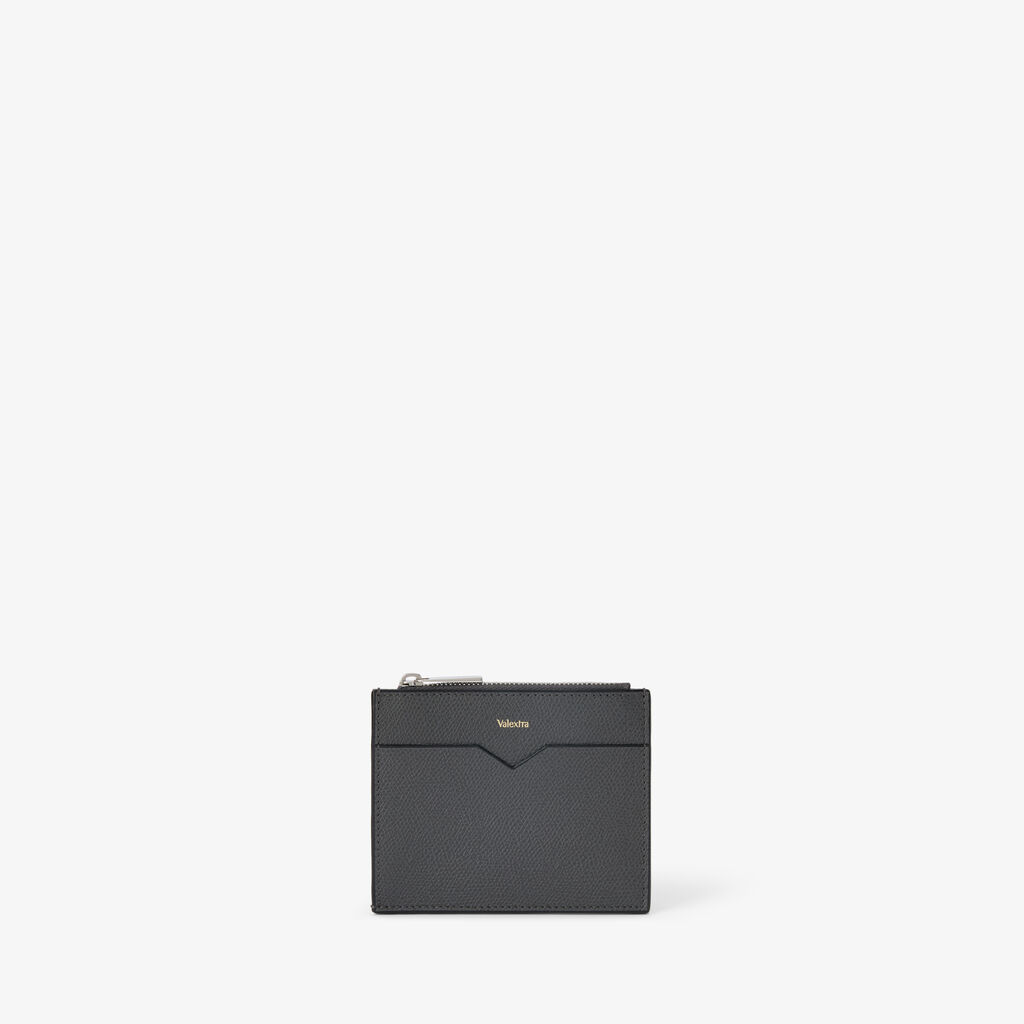 Card Holder 8CC with Zip - Smokey Grey - Vitello VS - Valextra - 4