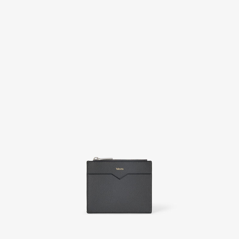 Card Holder 8CC with Zip - Smokey Grey - Millepunte calf leather - Valextra - 4
