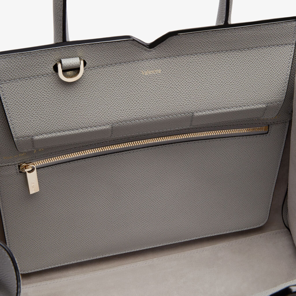 Milano Two Handles Medium Bag - Ash Grey - Vitello Millepunte Soft - Valextra - 2