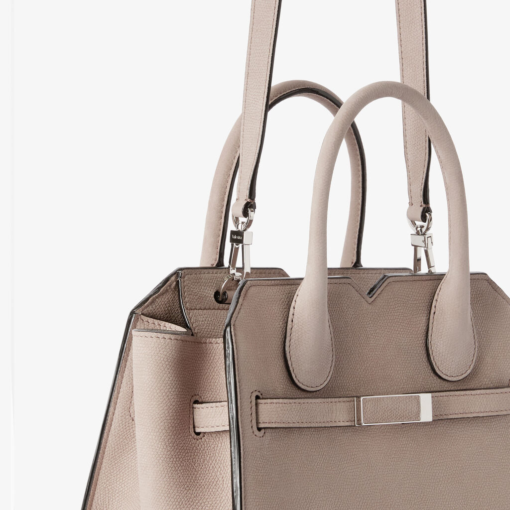 Borsa a Due Manici Milano Senso Mini - Rosa Nude - Pelle Millepunte Nabuk Senso - Valextra - 3