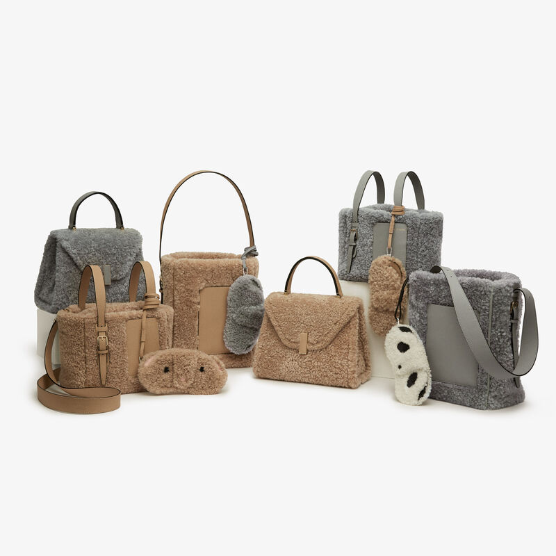 Shearling Bear Glasses Case with Lanyard -  - Shearling and calf leather - Valextra - 5