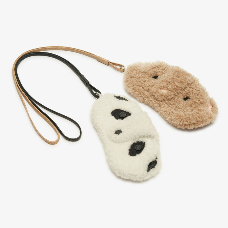 Shearling Panda Glasses Case with Lanyard - Pergamena White/Black - Vitello VS-Montone Ricamo Panda - Valextra - 5