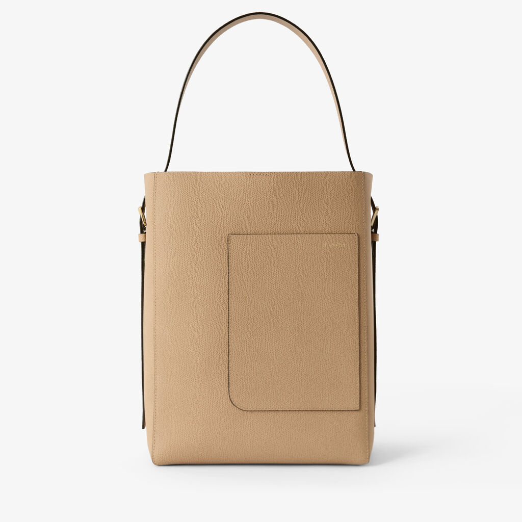 Soft Bucket Medium Bag - Cashmere Beige - Vitello VS - Valextra - 1