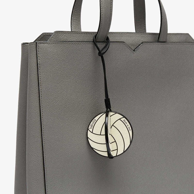 Volleyball Charm - Pergamena White/Black - Millepunte calf leather - Valextra - 2
