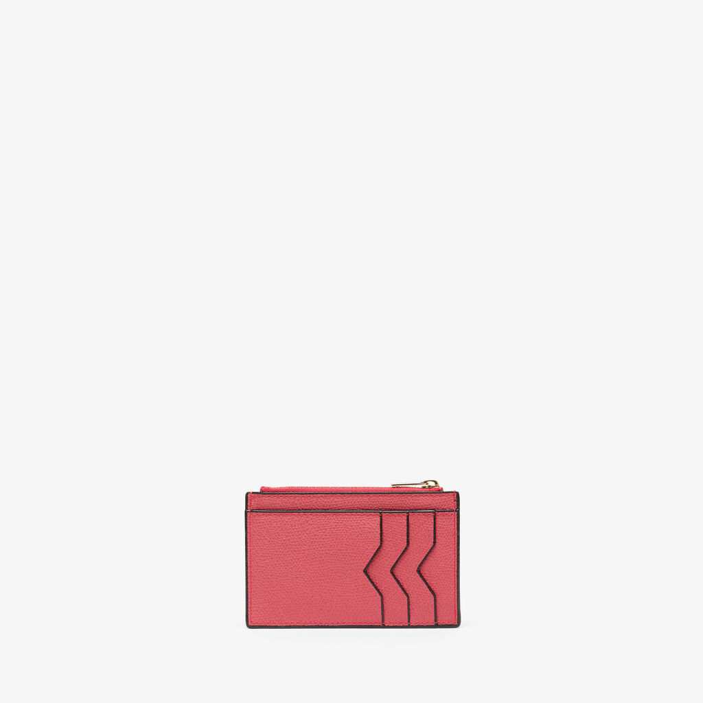 Card Holder 3CC with Zip - Strawberry Pink - Vitello VS - Valextra - 1