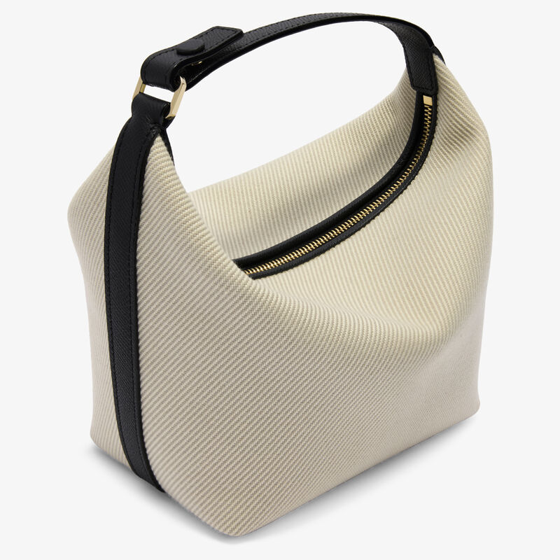 Mochi Textured Canvas Top Handle Mini Bag - Grey/Black - Canvas Eutolbat/Vitello Millepunte Soft - Valextra - 5