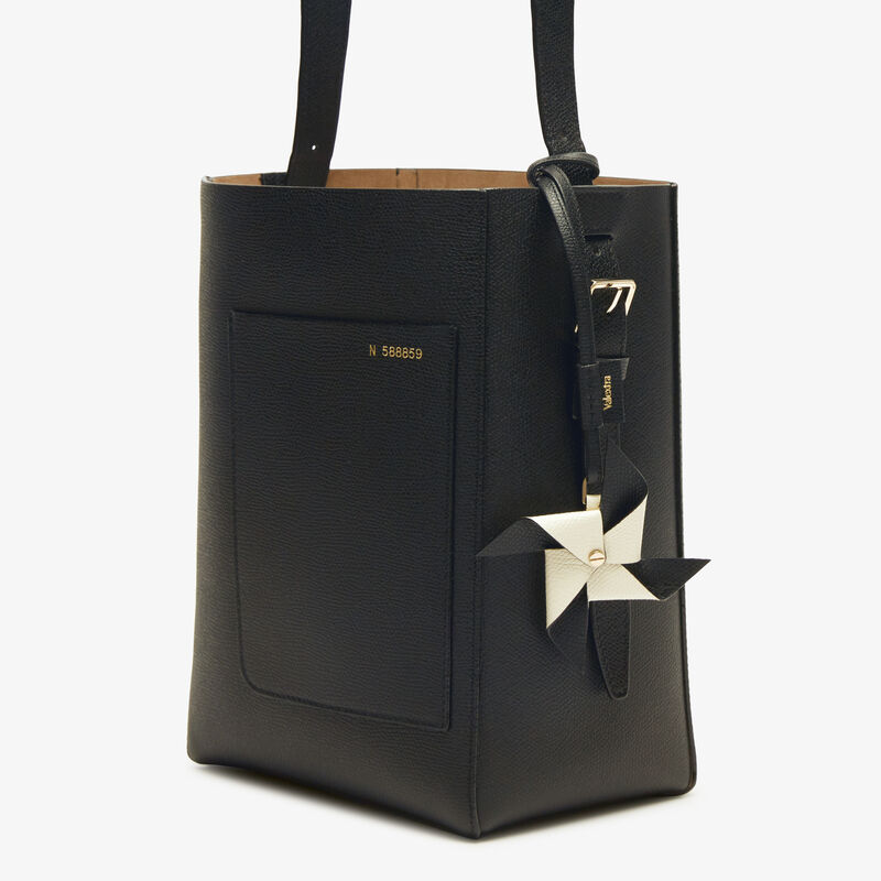 Pinwheel Charm - Black/Pergamena White - Millepunte calf leather - Valextra - 2