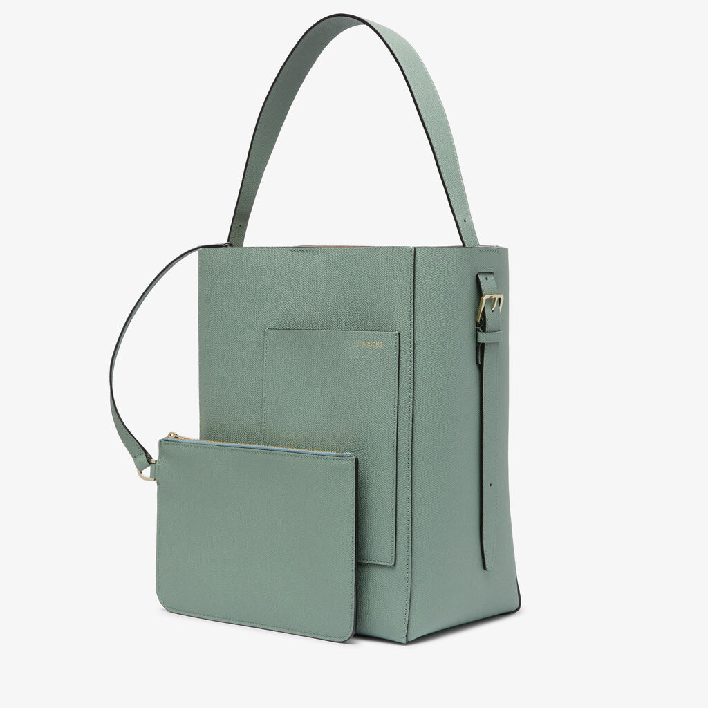 Soft Bucket Medium Bag - Eucalyptus Green - Vitello VS - Valextra - 3