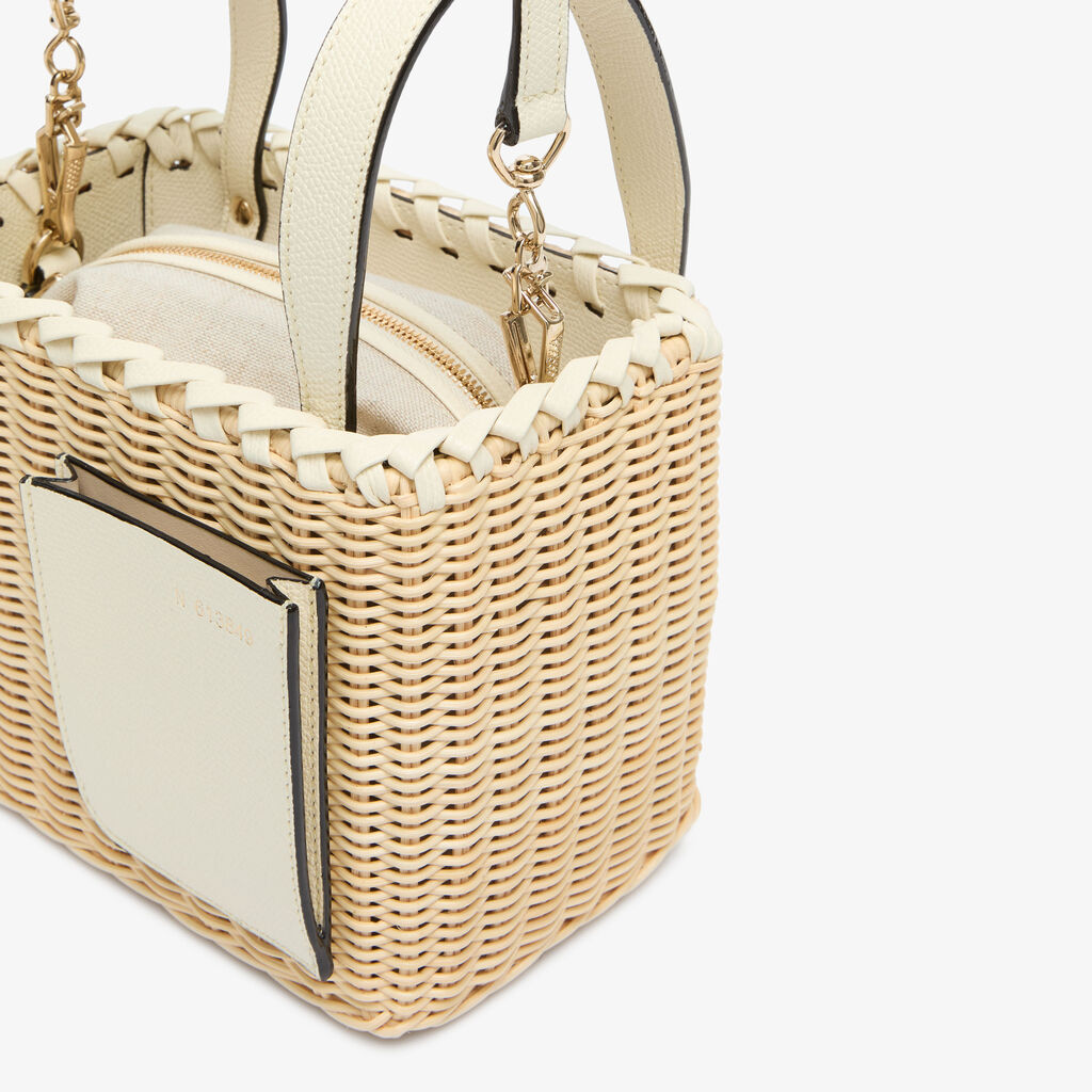 Soft Wicker Bucket Micro Bag - Beige/Pergamena White - Midollino/Vitello VS - Valextra - 3