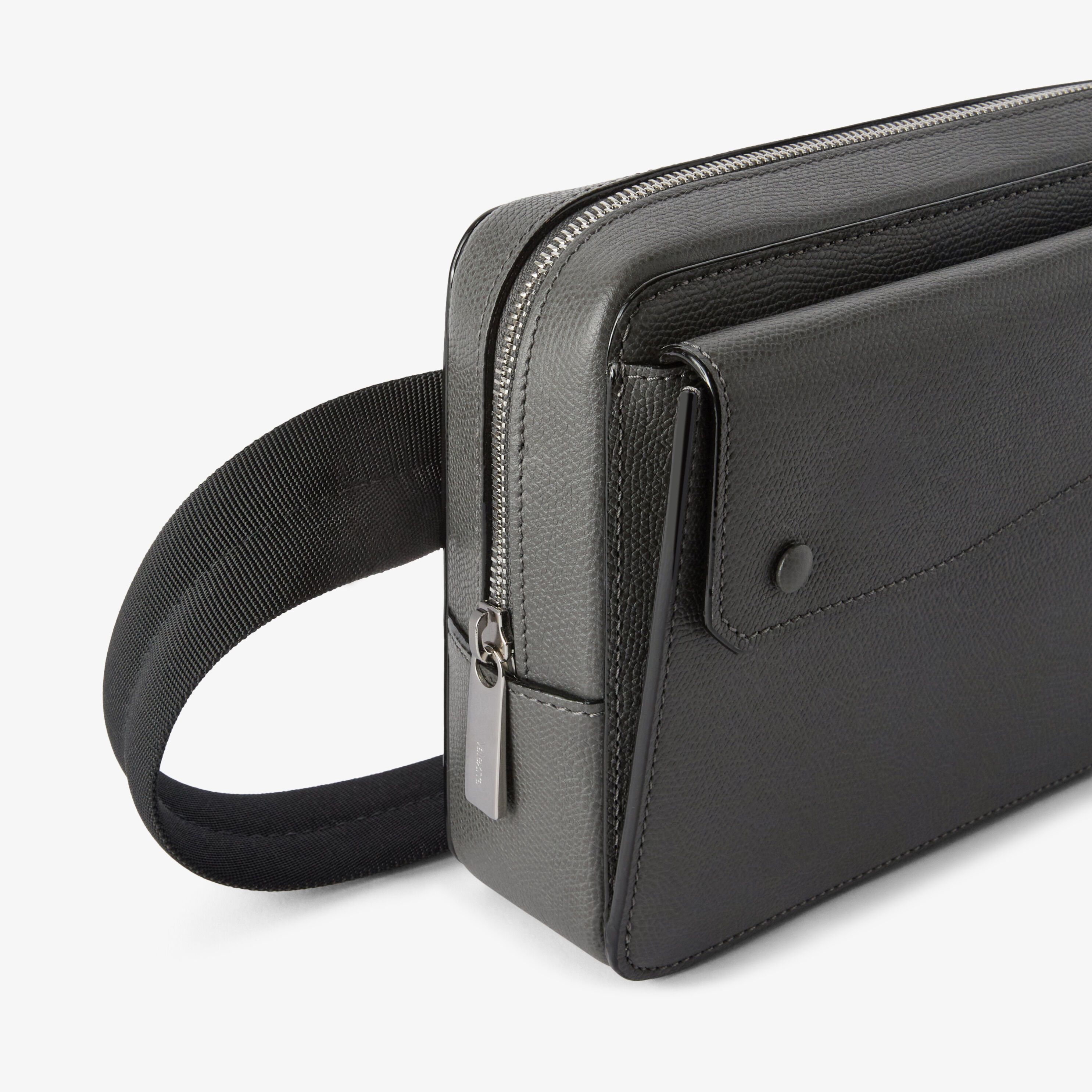 Men's Gray Luxury Grained Leather Bum Bag | Valextra Pocket