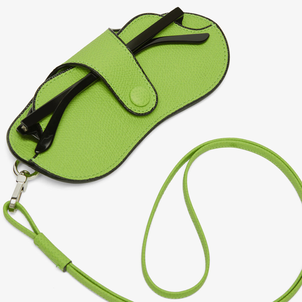 Glasses Case with Lanyard - Apple Green - Vitello VS - Valextra - 2