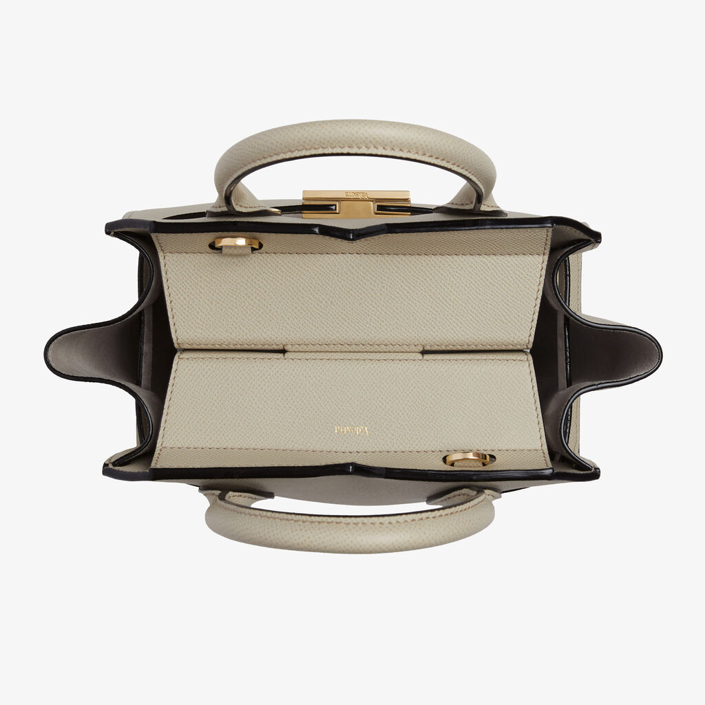 Milano Two Handles Mini Bag - Linen Grey - Vitello Millepunte Soft - Valextra - 8