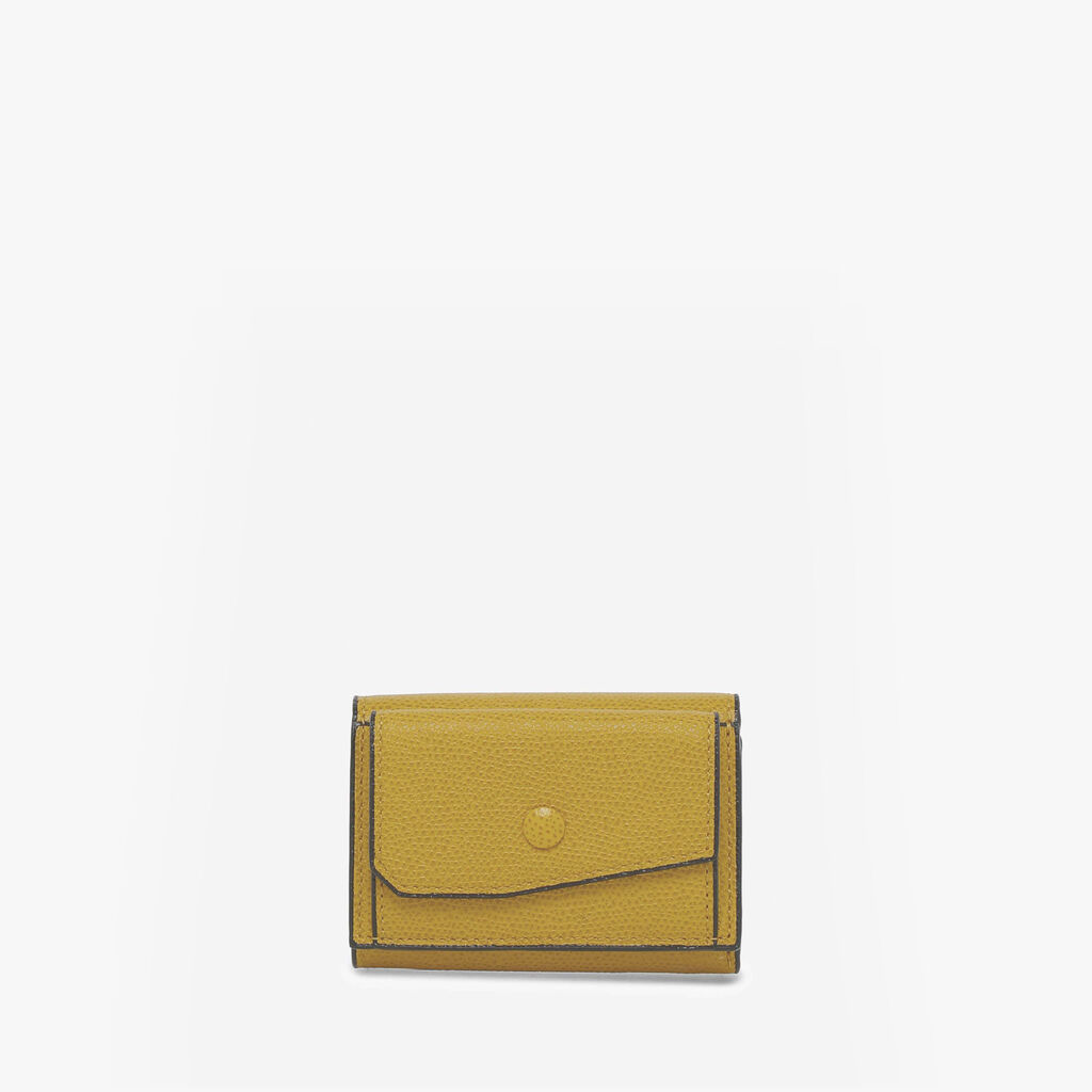 Small Wallet With Coin Holder - Ocher Yellow - Vitello VS - Valextra - 1