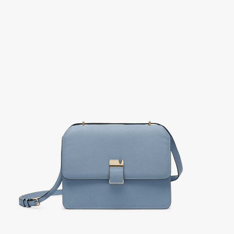 Nolo Crossbody medium bag - Shirt Blue - Millepunte calf leather - Valextra - 1