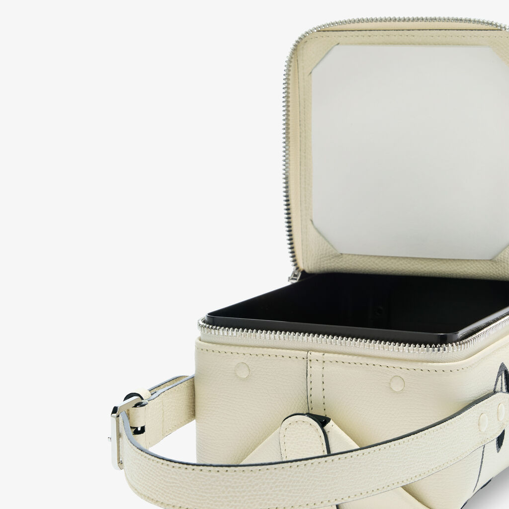 Tric Trac Flowers Bag - Pergamena White/Black - Vitello VS-Stampa+Ricamo Daisy - Valextra - 7