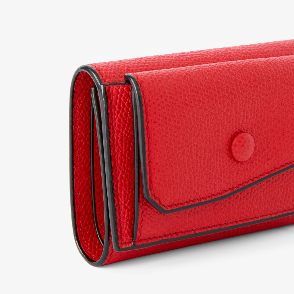 Small Wallet With Coin Holder - Crimson Red - Vitello VS - Valextra - 2