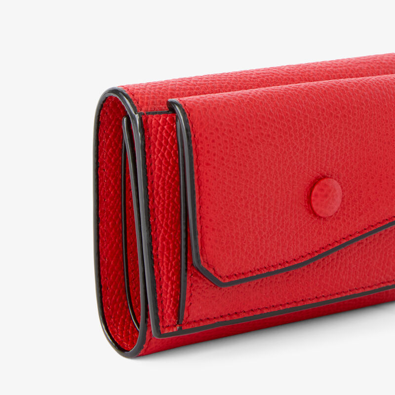 Small Wallet With Coin Holder - Crimson Red - Millepunte calf leather - Valextra - 2