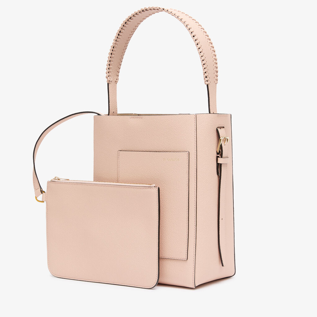Soft Braided Bucket Mini Bag - Bonne Mine Pink - Vitello VS-Infilatura Punto Festone - Valextra - 3