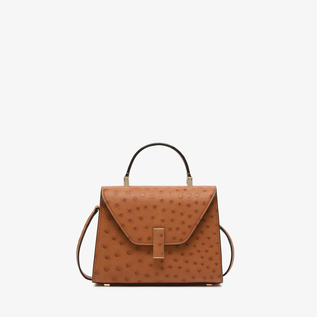 Iside Ostrich Crossbody Micro Bag - Gold Brown - Struzzo - Valextra - 1
