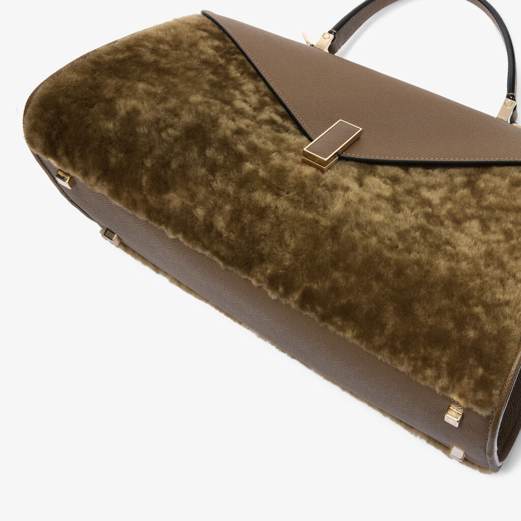 Iside Editor Shearling Top Handle Bag -  - Montone Merinos/Vitello Millepunte Soft - Valextra - 6