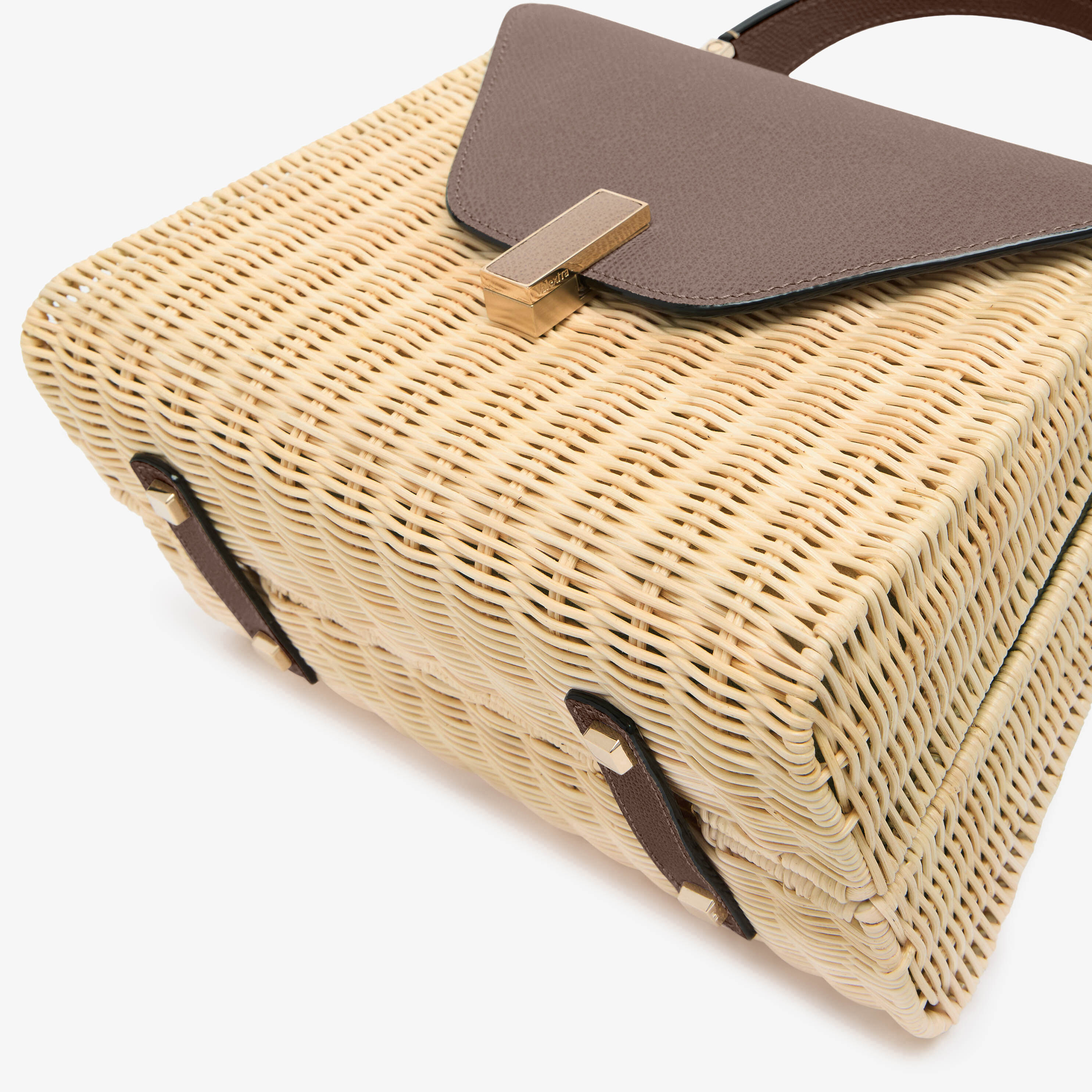 Women's Brown Luxury Leather Wicker Top Handle Bag | Valextra Iside