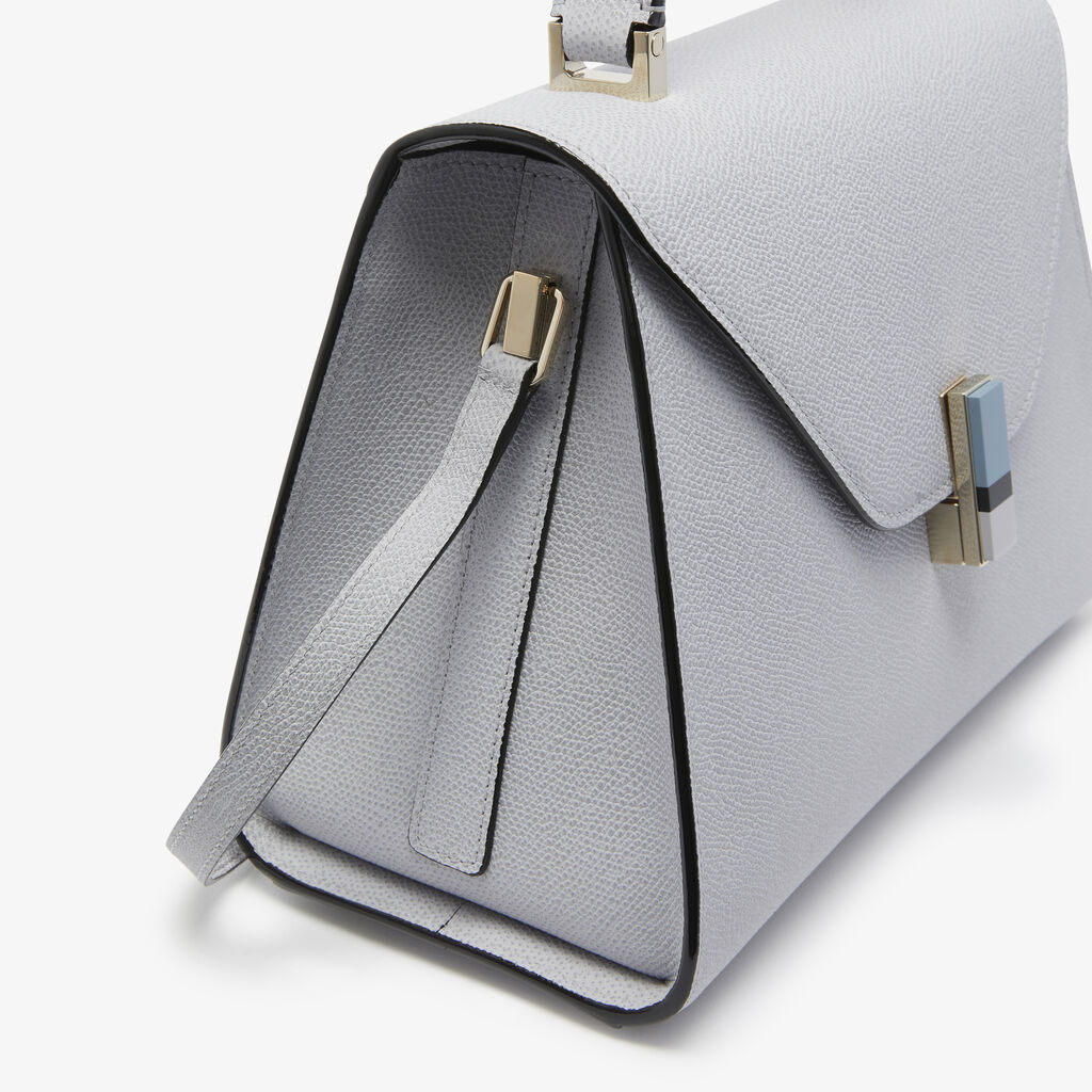 Borsa a mano Iside Plexi Media - Grigio Sasso/Blu Polvere/Nero/Grigio Cenere - Vitello VS - Valextra - 2