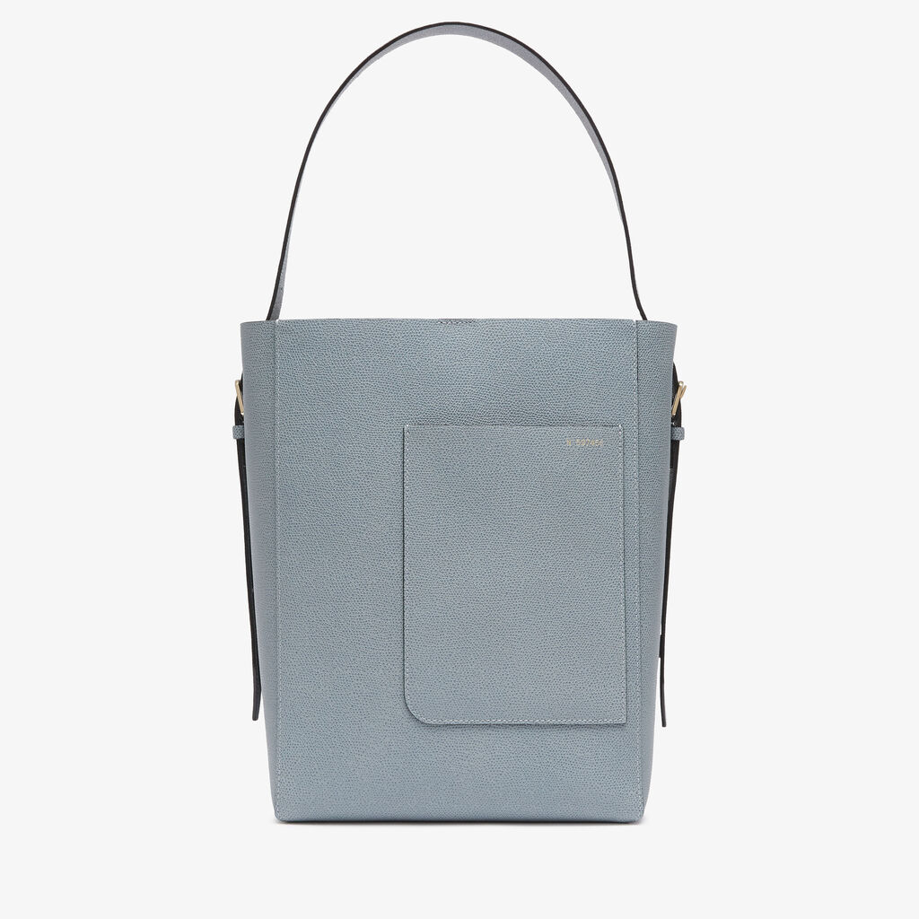 Soft Bucket Medium Bag - Niagara Blue - Vitello VS - Valextra - 1