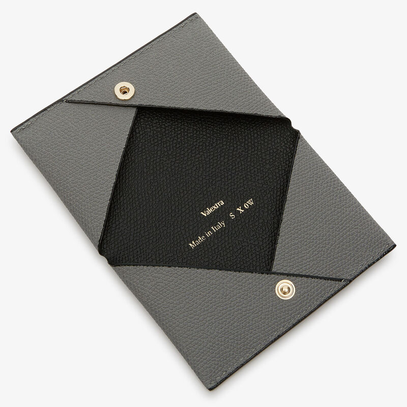 Card Case with Button - Cement Grey/Black - Millepunte calf leather - Valextra - 2