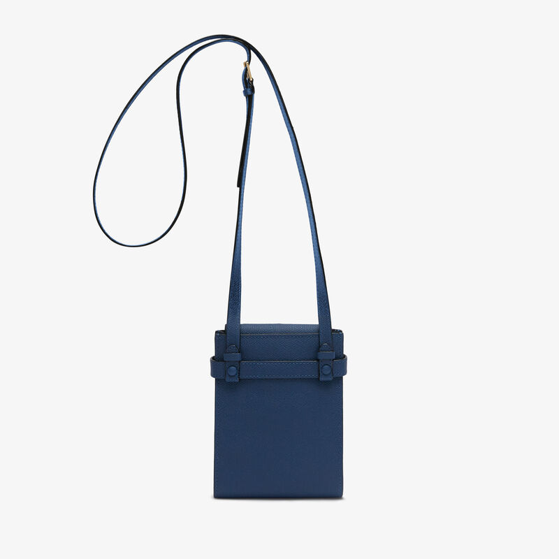 Brera B-Tracollina slim Crossbody micro bag - Sapphire Blue - Millepunte calf leather - Valextra - 5